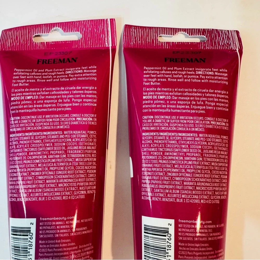 Freeman Flirty Feet Exfoliating Scrub Peppermint & Plum 5.3oz / 150ml Pk of 2